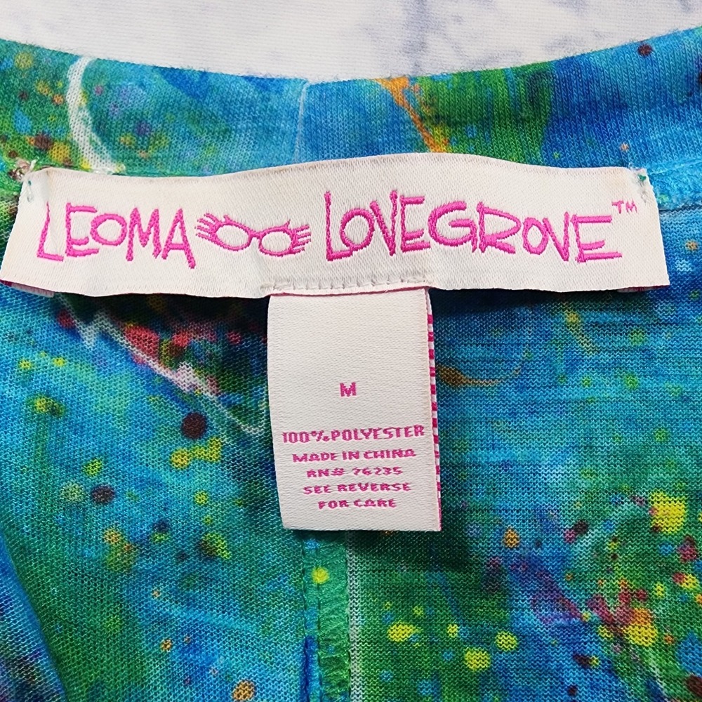 Leoma Lovegrove Shirt WOMENS M Lemon Blue Art Tunic 3/4 Sleeve Asymmetrical Top - Picture 10 of 13